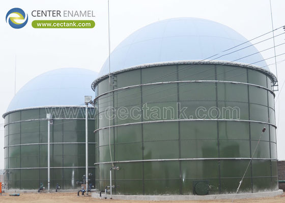 バイオガスプラントや廃水処理プラント用 ガラスで覆われた鋼製廃棄水の貯蔵タンク