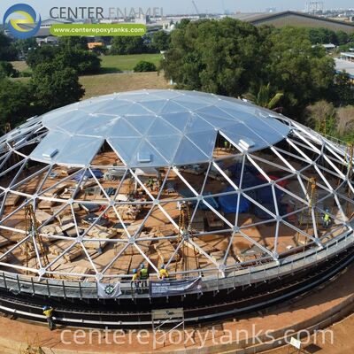 汚水貯留タンク用アルミニウムドーム：再利用または排出前に、処理された廃水の品質と安定性を確保します。